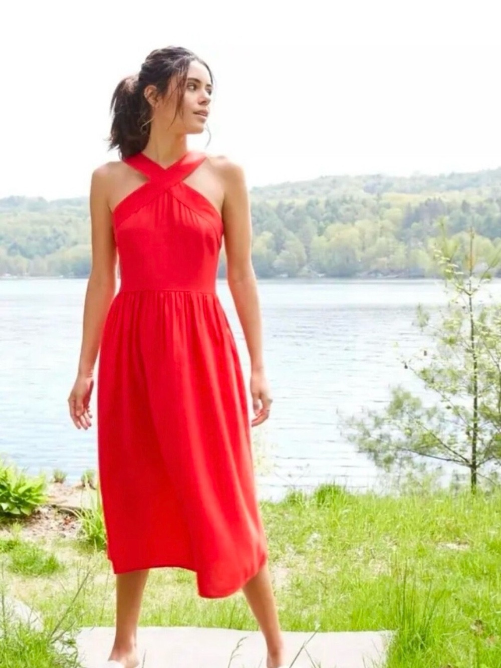 a new day Red Crossfront Midi Dress